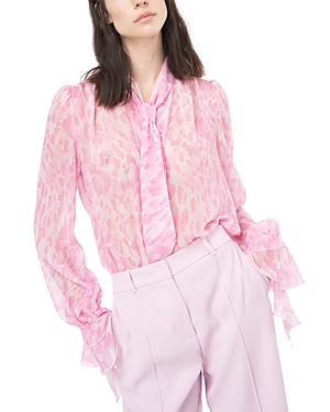 Shop Pinko Printed Chiffon Blouse In Light Pink