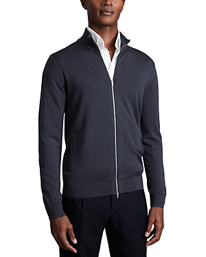 Reiss Hampshire Slim Fit Zip Front Sweater In Blue Smoke