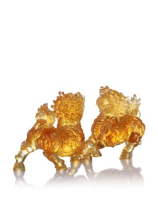 Benevolent Fortune Qilin Crystal Sculpture, Set of 2