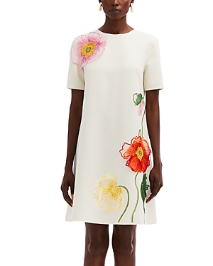 Oversized Poppies Embroidered Shift Dress