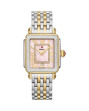 Michele Deco Madison Watch, 33mm X 35mm In Pink/two-tone