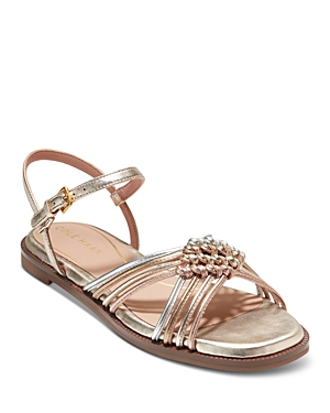 Shop Cole Haan Women's Jitney Knotted Ankle Strap Sandals In Gold/silver