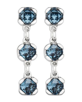 Blue Crystal Drop Stud Earrings