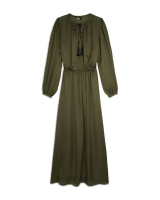 The Kooples Plain Color Long Sleeve Maxi Dress In Kaki | ModeSens