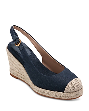 Shop Cole Haan Women's Slip On Slingback Espadrille Wedge Pumps In Navy Blaze