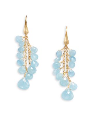 Marco Bicego - 18K Yellow Gold Paradise Aquamarine Cluster Chain Drop Earrings - Exclusive