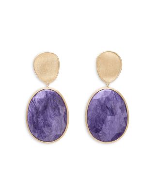 Marco Bicego 18K Yellow Gold Lunaria Charoite Stone Drop Earrings
