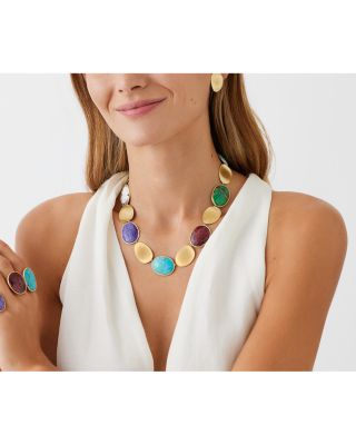 18K Yellow Gold Lunaria Multi-Stone Collar Necklace, 17.75"