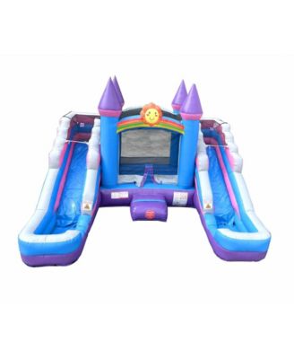 Inflatable Bounce House and Double Slide Combo Unit (Without Blower) - Crossover Combo Bouncer, Kids Outdoor Toys, Jumpers for Kids
