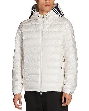 Shop Moncler Cornour Quilted Full Zip Hooded Down Jacket In Natural