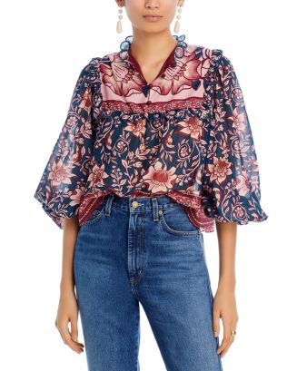 FARM Rio Anika Charm Half Sleeve Top | Bloomingdale's