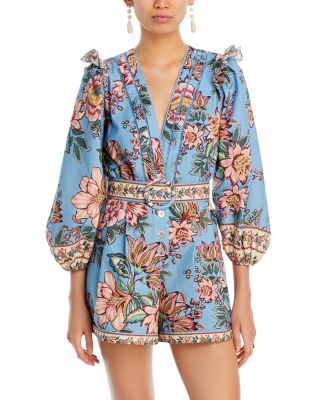 FARM Rio - Wonderful Bouquet Blue Romper - Exclusive