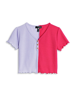 Aqua Girls' Colour Block Ribbed Top, Little Kid, Big Kid - 100% Exclusive In Pink/lilac