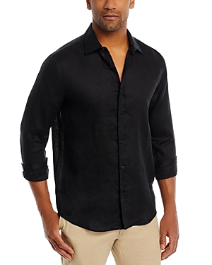 The Men's Store At Bloomingdale's Linen Regular Fit Button Down Shirt - Exclusive In Black