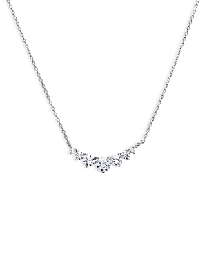 By Adina Eden Cubic Zirconia Graduated Curved Necklace, 15-18 In Silver