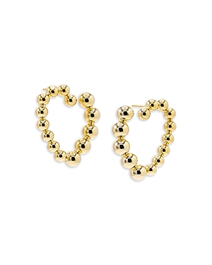 Beaded Heart Drop Earrings in 14K Gold Plated