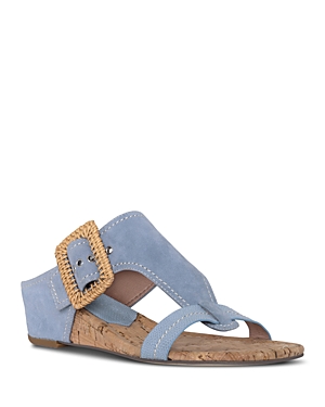 Shop Donald Pliner Women's Slip On Strappy Wedge Sandals In Denim