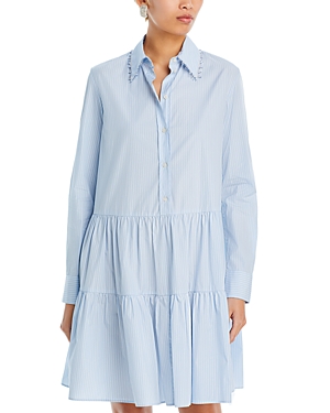 Shop Fabiana Filippi Abito Chemisier Shirt Dress In Blue/white