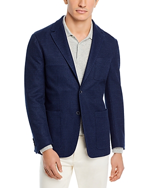 Shop Canali Cotton & Linen Textured Jersey Regular Fit Sport Coat In Navy