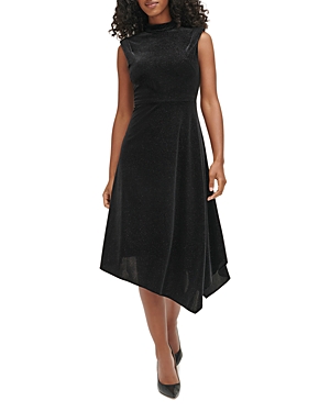 Shop Karl Lagerfeld Sleeveless Glitter Velvet Midi Dress In Black