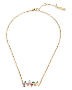 Kurt Geiger Rainbow Stone Bar Pendant Necklace, 16 In Multi/gold