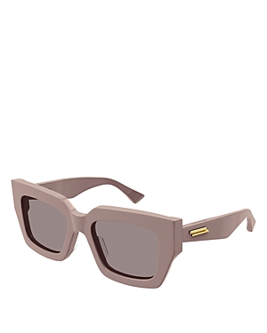 Shop Bottega Veneta Classic Ribbon Squared Sunglasses, 52mm In Pink/pink Solid