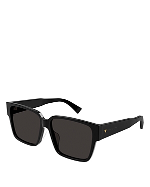 Shop Bottega Veneta Bold Triangle Stud Squared Sunglasses, 59mm In Black/gray Solid