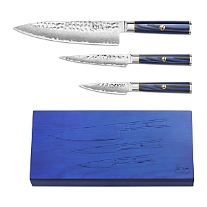 Cangshan Kita Blue 3-piece Starter Knife Set In Ash Wood