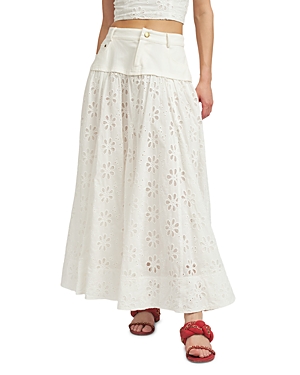 Shop En Saison Eyelet Maxi Skirt In Off White