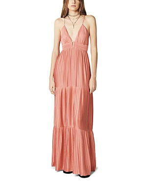 Ba&sh Women's Wasta Pleated Satin Plissé Maxi Dress In Peach