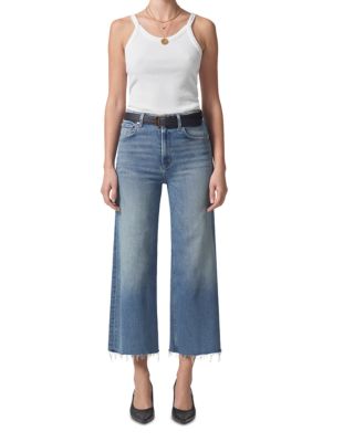 Cropped Wide Leg Jeans in Blue