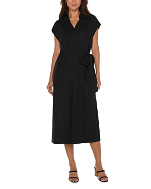 Shop Liverpool Los Angeles Collared Wrap Dress In Black