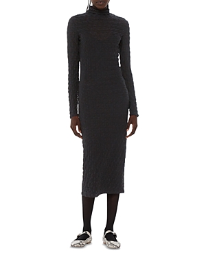 Shop Whistles Textured Long Sleeve Dress In Black