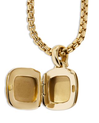 18K Yellow Gold Sculptured Cable Square Locket Pendant