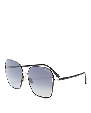 Shop Tom Ford Polarized Square Sunglasses, 62mm In Black/gray Polarized Gradient