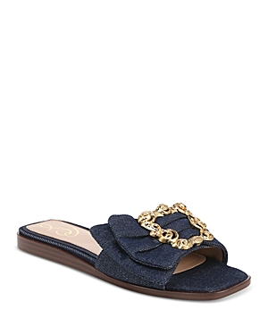 Shop Sam Edelman Women's Ivana Slip On Embellished Slide Sandals In Hudson Navy