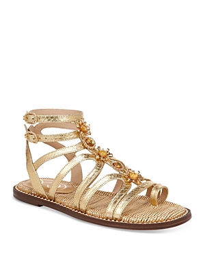 Shop Sam Edelman Women's Tianna Embellished Strappy Thong Sandals In Gold
