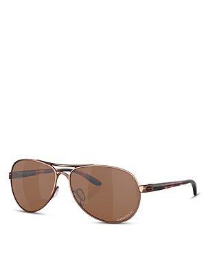 Oakley Feedback Aviator Sunglasses, 59mm In Brown/brown Polarized Solid
