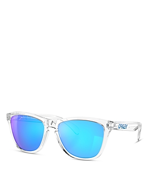 Shop Oakley Men's Frogskins Prizm Polarized Mirrored Square Sunglasses, 54mm In Clear/blue Solid