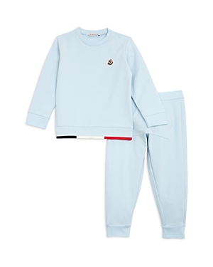 Shop Moncler Boys' Sweatshirt & Jogger Pants Set - Baby In Pastel Blu