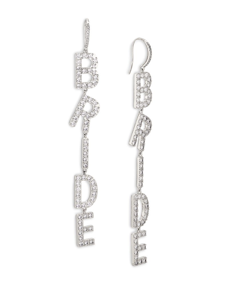 Nadri Bride Crystal Linear Earrings In Silver