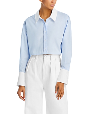 Grey Lab Cotton Crop Shirt In Blue