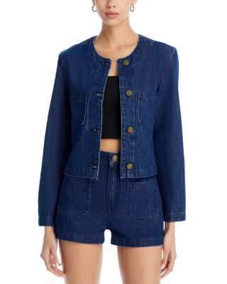 FRAME - Collarless Denim Jacket