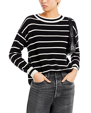 Alice And Olivia Fila Wool Blend Crewneck Sweater In Black/ecru