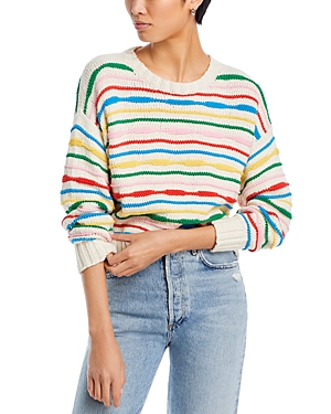 Shop Mother The Jumper Cotton Crewneck Sweater In Make Waves