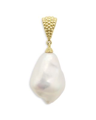 18K Yellow Gold Luna Cultured Freshwater Baroque Pearl Caviar Bead Pendant