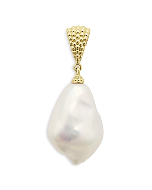Shop Lagos 18k Yellow Gold Luna Cultured Freshwater Baroque Pearl Caviar Bead Pendant In White/gold