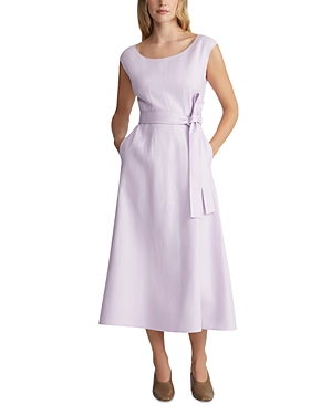 Shop Lafayette 148 Belted Fit And Flare Dress In Dried Blossom