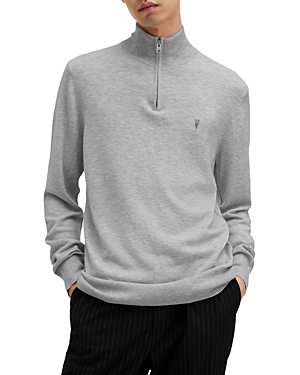 Shop Allsaints Kilburn Quarter Zip Sweater In Cool Grey