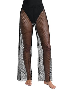 Shop L Agence L'agence Noemi Crochet Cover Up Pants In Black